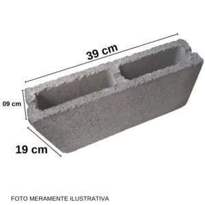 BLOCO DE CONCRETO 09X19X39 COM FUNDO